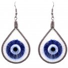Evil Eye Thread Teardrop Dangle Earrings Blue Nazar Graphic Spiritual Jewelry