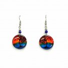 Round Tree of Life Sunset Earrings New Age Graphic Dangles Nature Hippie Jewelry