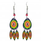 Rainbow Om Sign Teardrop Long Dangle Earrings New Age Art Graphic Yoga Jewelry