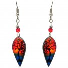 Sunset Tree Dangle Earrings New Age Nature Art Graphic Hippie Yoga Boho Jewelry