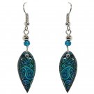 Turquoise Paisley Dangle Earrings Trippy Art Graphic Hippie Yoga Boho Jewelry