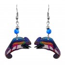 Rainbow Chameleon Earrings Reptile Animal Trippy Art Women Nature Boho Jewelry
