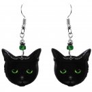 Bombay Black Cat Face Earrings Pet Head Animal Graphic Art Cute Kitten Jewelry