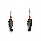 Tribal Seahorse Earrings Sea Animal Trippy Beach Art Handmade Tropical Jewelry
