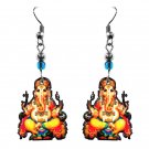 Ganesha Earrings Spiritual Art Elephant God Hindu Religious Boho New Age Jewelry