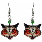 Tribal Sugar Cat Face Earrings Pet Animal Geometric Womens Trippy Boho Jewelry