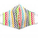 Fabric Face Mask Cotton Reusable Washable Adult Handmade in USA - Multi Chevron