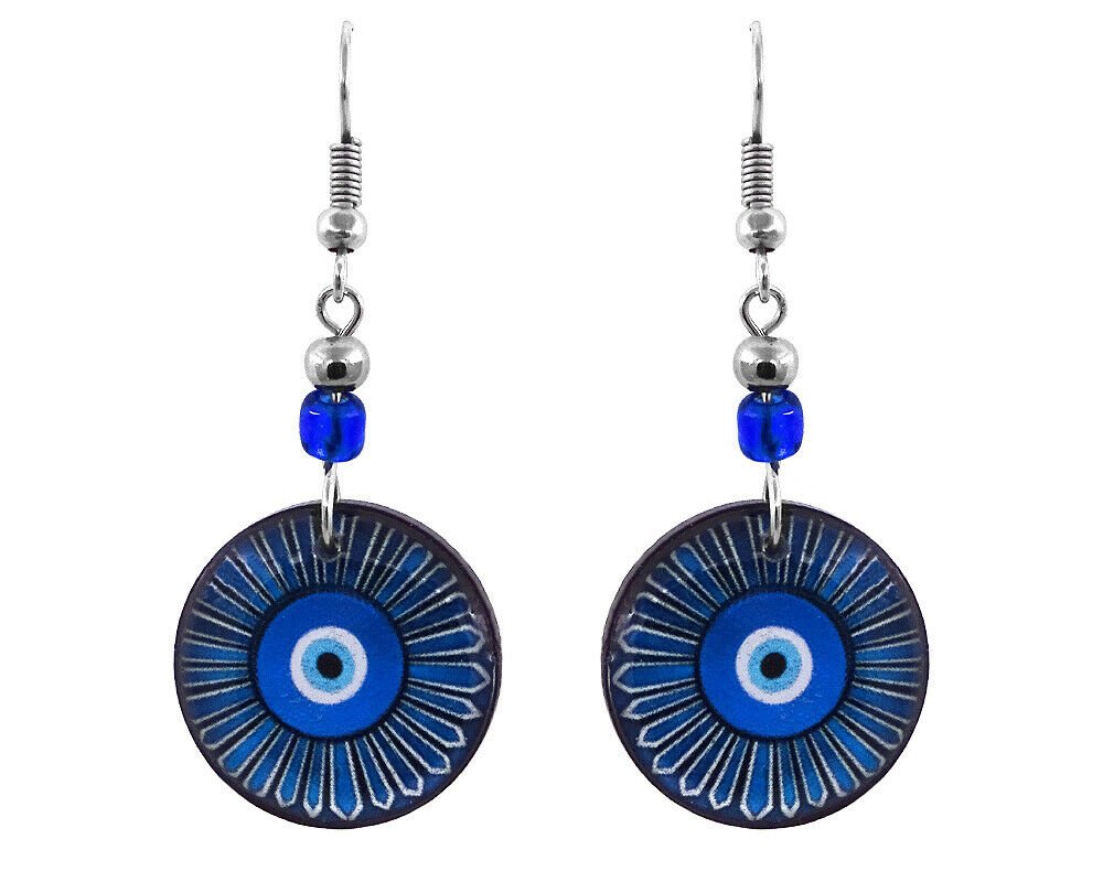 Round Evil Eye Earrings Daisy Flower Boho Accessories Spiritual New Age Jewelry