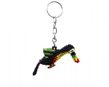 Toucan Seed Bead 3D Figurine Keychain Handmade Gifts Tropical Animal Accessories