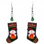 Green Christmas Stocking Graphic Dangle Earrings Jewelry Holiday Winter Themed