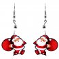 Santa Claus Gift Bag Graphic Dangle Earrings Holiday Christmas Jewelry Cute Xmas