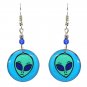 Round Alien Face Earrings UFO Head Sci Fi Trippy Galaxy Art Boho Space Jewelry