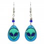 Teardrop Alien Face Earrings UFO Head Sci Fi Trippy Galaxy Retro Space Jewelry