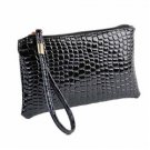 Snakeskin Pattern Black Wristlet/Clutch Purse PU-80088