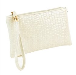Snakeskin Pattern White Wristlet/Clutch Purse PU-80089