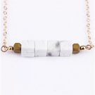 Square White Stone Pendant Necklace NL-12349