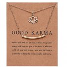 Gold "Good Karma" Lotus Pendant Necklace NL-12236