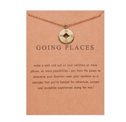 Gold "Going Places" Compass Pendant Necklace NL-11796