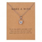 Silver "Make A Wish" Rhinestone Pendant Necklace NL-11797