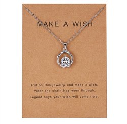 Silver "Make A Wish" Rhinestone Pendant Necklace NL-11800