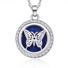 Silver Rhinestone Butterfly Locket NL-12172