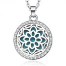 Silver Rhinestone Flower Locket NL-12174