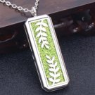 Silver Rectangle Leaves Locket NL-12163