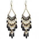 Long Gold Beaded Earrings (Black) ER-15724
