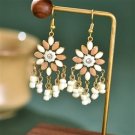 White/Tan Beaded Earrings ER-15704