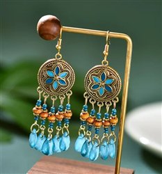 Teal Beaded Earrings ER-15951