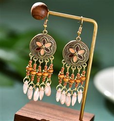 Peach Beaded Earrings ER-15954