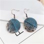 Copper Colored Hammered Circle with Blue Detail ER-15105
