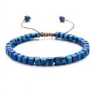 Dark Blue Square Glass Beaded Bracelet BA-12896
