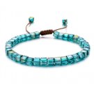 Green Square Glass Beaded Bracelet BA-12897