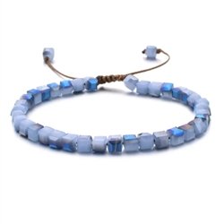 Light Blue Square Glass Beaded Bracelet BA-12898