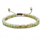 Green & Brown Square Glass Beaded Bracelet BA-12899