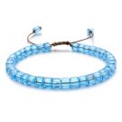 Aqua Blue Square Glass Beaded Bracelet BA-12900