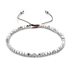 Silver Square Glass Beaded Bracelet BA-12903