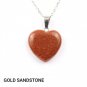 Gold Sandstone Heart Pendant Necklace NL-12277