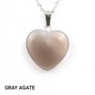 Gray Agate Heart Pendant Necklace NL-12289