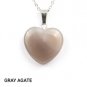 Gray Agate Heart Pendant Necklace NL-12289