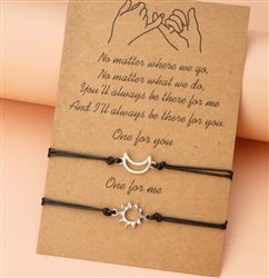 Silver Sun & Moon Friendship Bracelets (set of 2) BA-13177