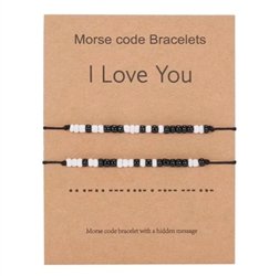 I LOVE YOU Morse Code Bracelets (set of 2) BA-13186