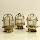 Authentic Nautical Antique Old Brass Original Wall Mount Bulkhead Light Lot of 3