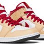 Mens Wmns Air Jordan 1 Mid Light Curry Cardinal Red 554724 201