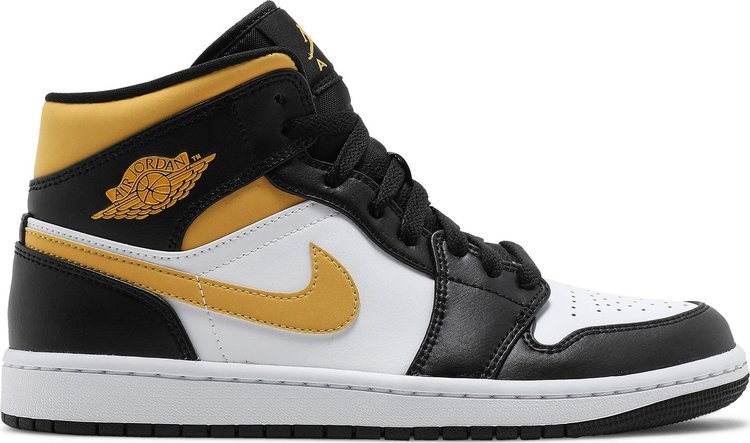 Mens Wmns Air Jordan 1 Mid Black University Gold 554724 177
