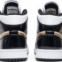 Mens Wmns Air Jordan 1 Mid Patent Black Gold 852542 007