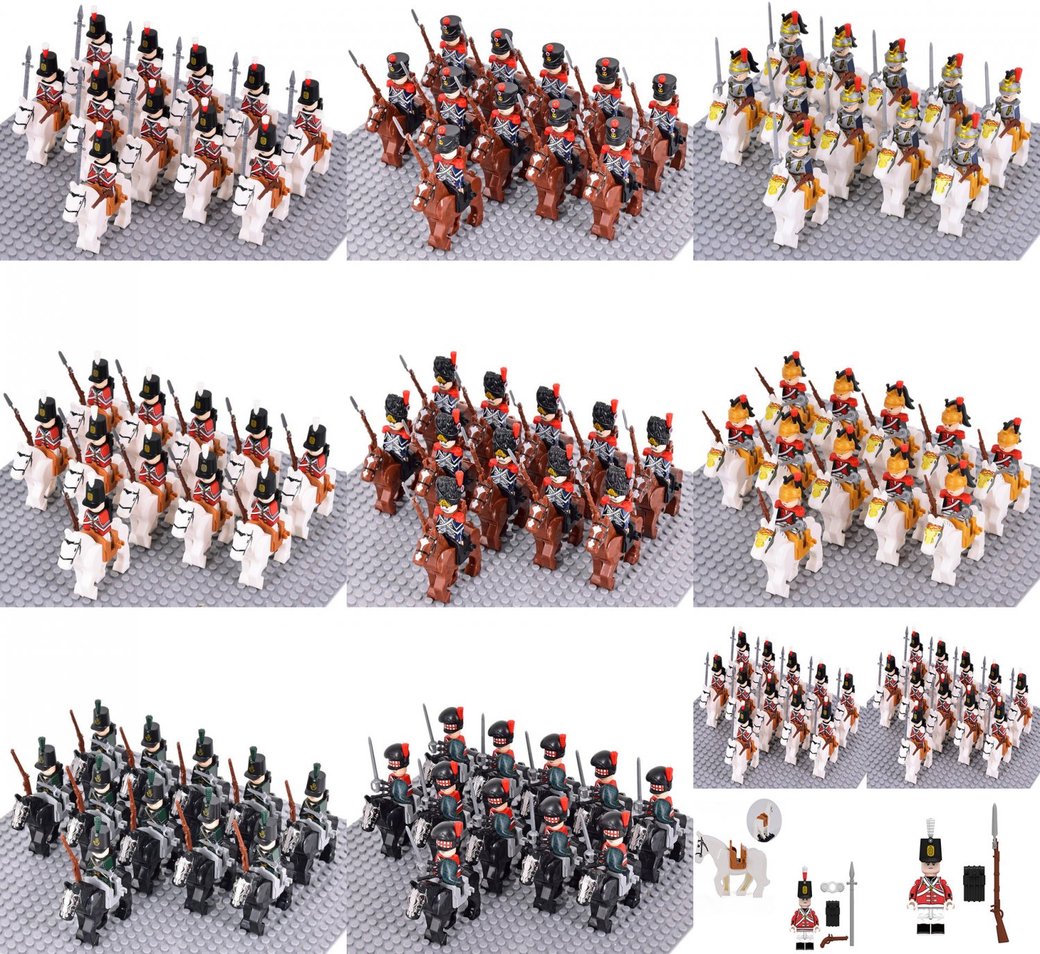 The Napoleonic Wars 6 Countries Mounted Soliders Collection Minifigure Toys