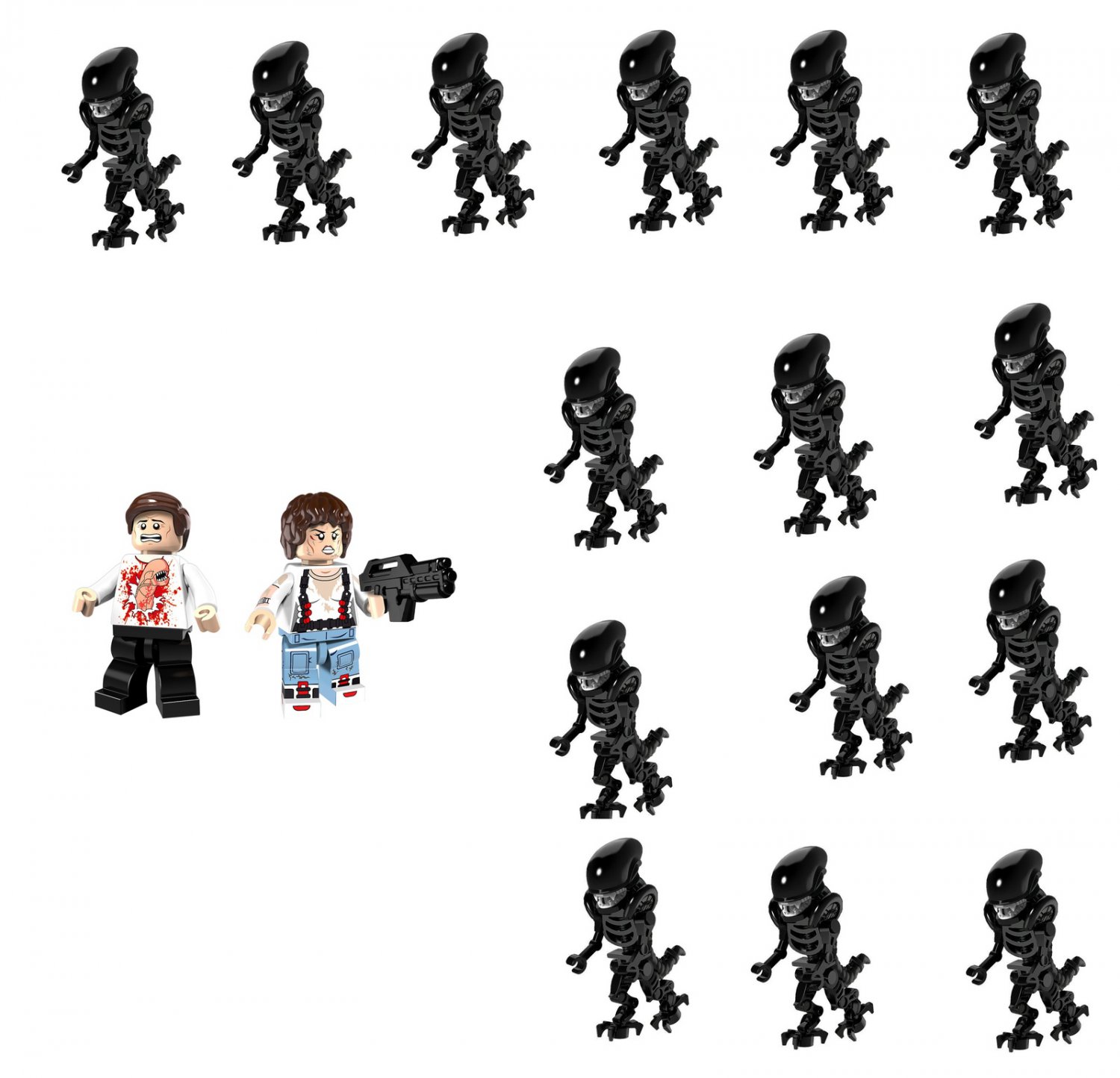 Alien Xenomorph vs Human Minifigures Alien Romulus Movie Sets Toys