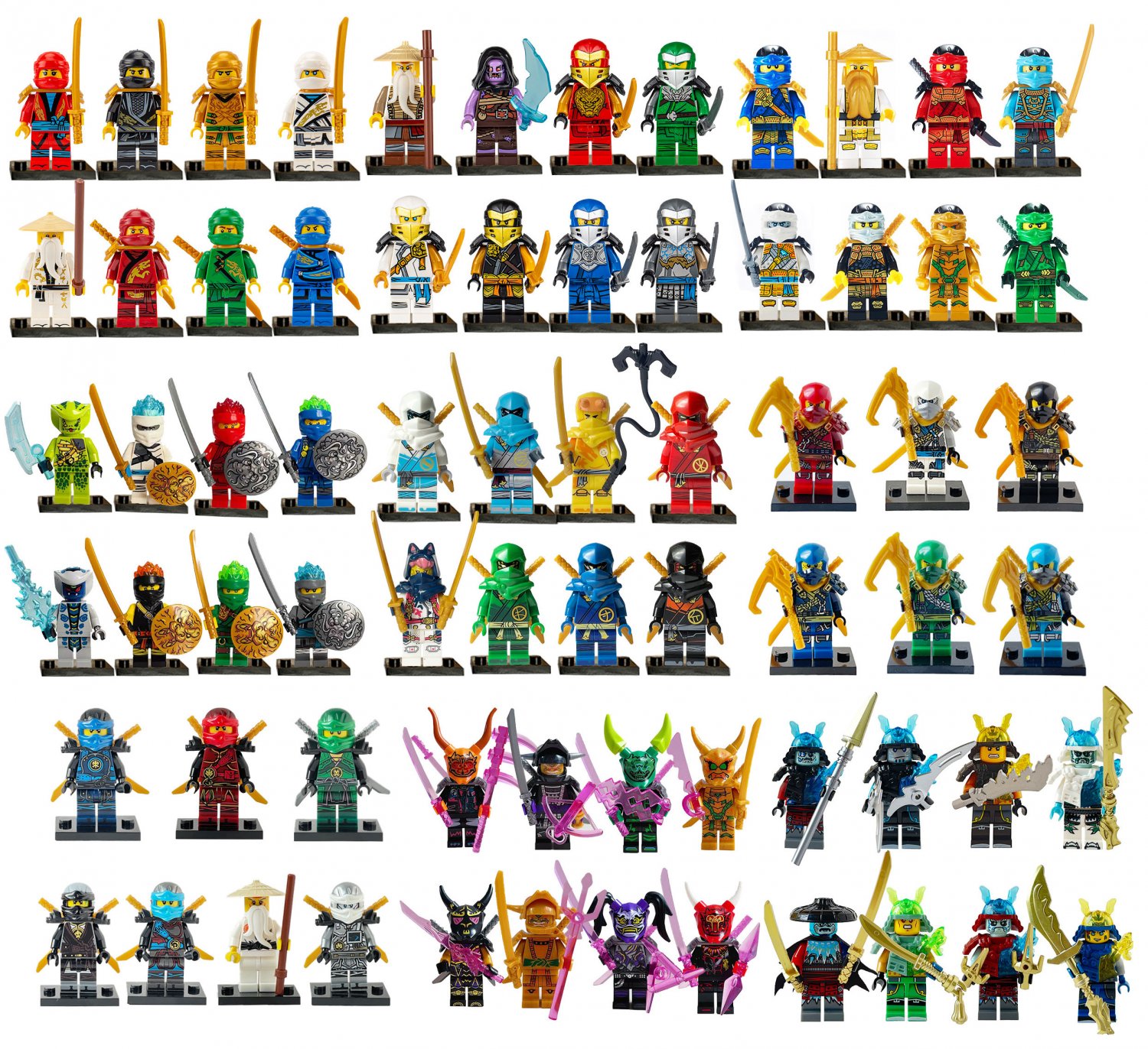 72pcs Ninja Warriors Weapons Army Custom ninjago Minifigure Lot